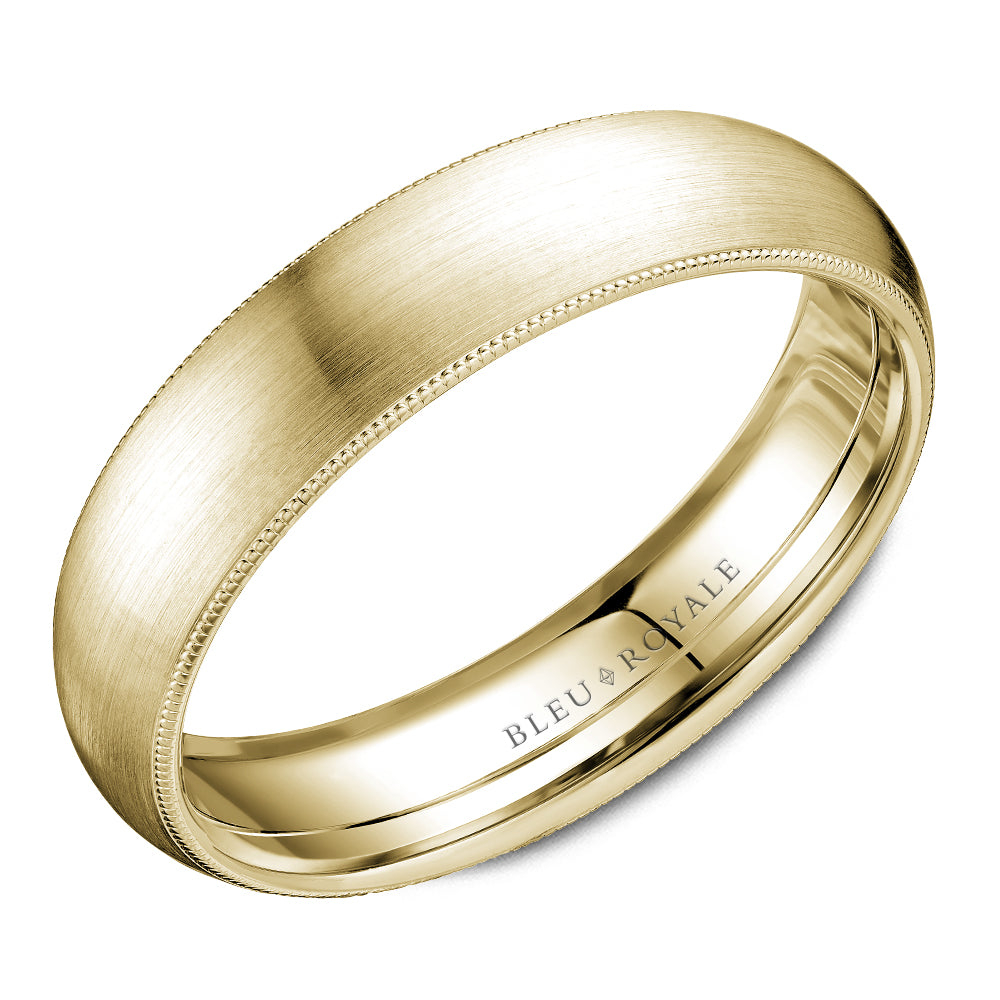 5.50mm Bleu Royale Wedding Band in Yellow Gold