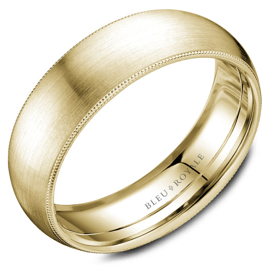6.50mm Bleu Royale Wedding Band in Yellow Gold