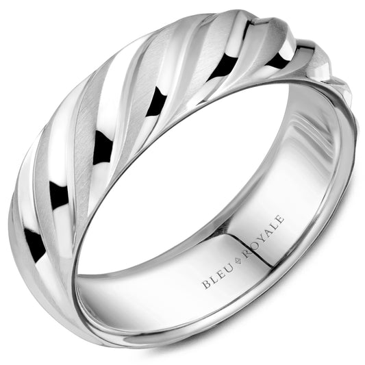7.00mm Bleu Royale Wedding Band in White Gold