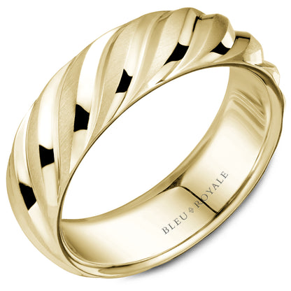 7.00mm Bleu Royale Wedding Band in Yellow Gold