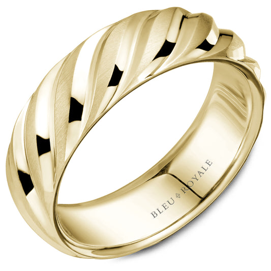 7.00mm Bleu Royale Wedding Band in Yellow Gold