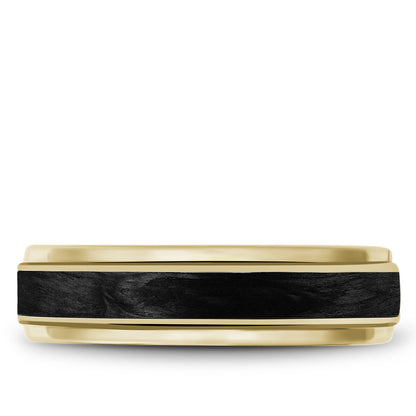6.00mm Bleu Royale Wedding Band in 14k & Forged Carbon Fiber