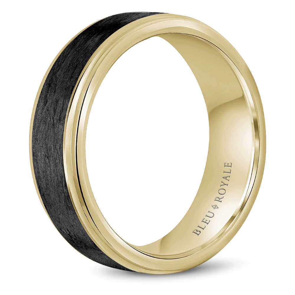 6.00mm Bleu Royale Wedding Band in 14k & Forged Carbon Fiber