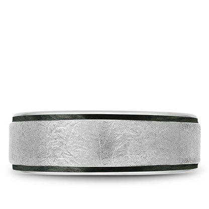 7.50mm Bleu Royale Wedding Band in White Gold With Black Enamel