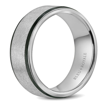 7.50mm Bleu Royale Wedding Band in White Gold With Black Enamel