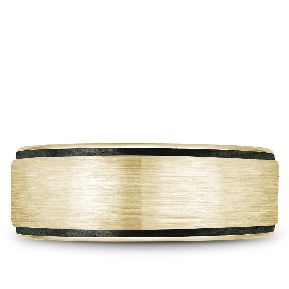 8.50mm Bleu Royale Wedding Band in Yellow Gold & Black Enamel