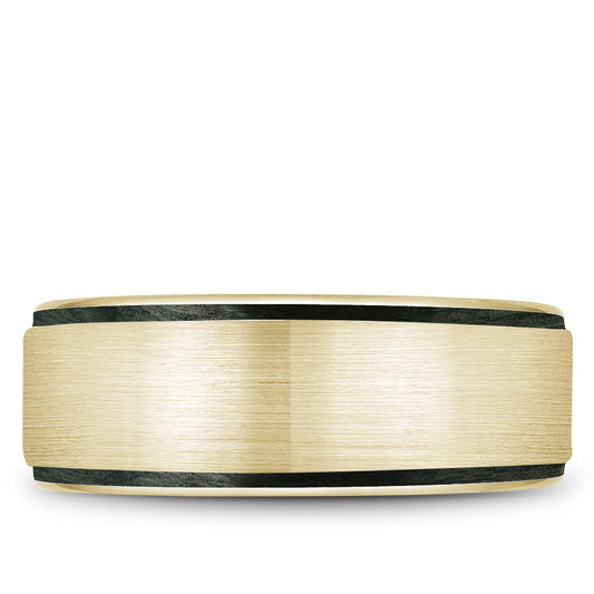 8.50mm Bleu Royale Wedding Band in Yellow Gold & Black Enamel