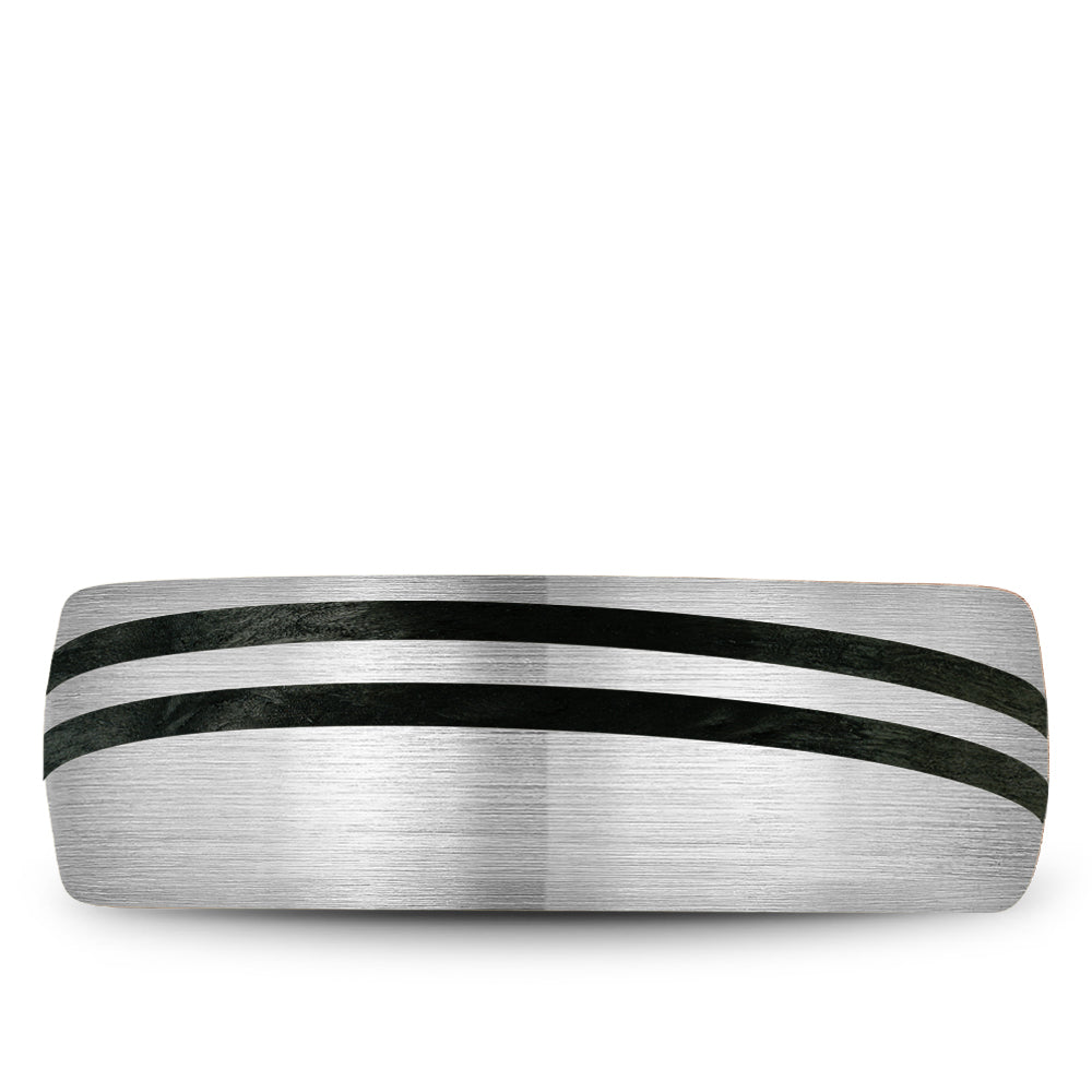 8.00mm Bleu Royale Wedding Band in White Gold & Black Enamel