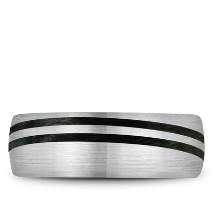 8.00mm Bleu Royale Wedding Band in White Gold & Black Enamel