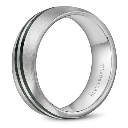 8.00mm Bleu Royale Wedding Band in White Gold & Black Enamel