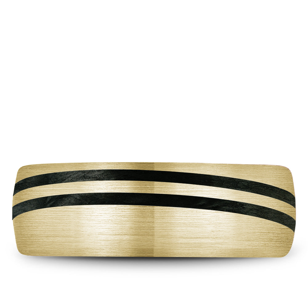 8.00mm Bleu Royale Wedding Band in Yellow Gold & Black Enamel