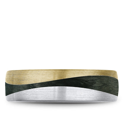 7.00mm Bleu Royale Wedding Band in 14k & Forged Carbon Fiber