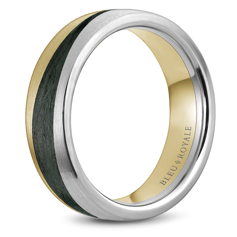7.00mm Bleu Royale Wedding Band in 14k & Forged Carbon Fiber