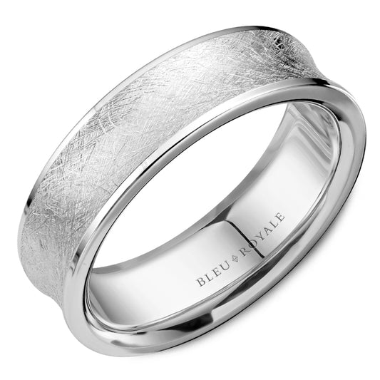 6.00mm Bleu Royale Wedding Band in White Gold