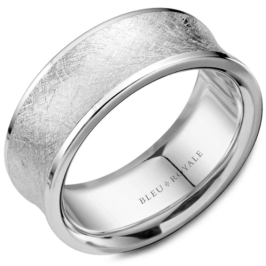 8.00mm Bleu Royale Wedding Band in White Gold