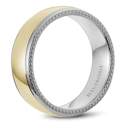 7.50mm Bleu Royale Wedding Band in Y&W Gold
