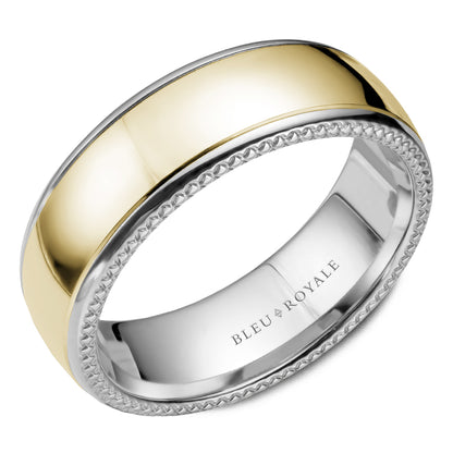 7.50mm Bleu Royale Wedding Band in Y&W Gold