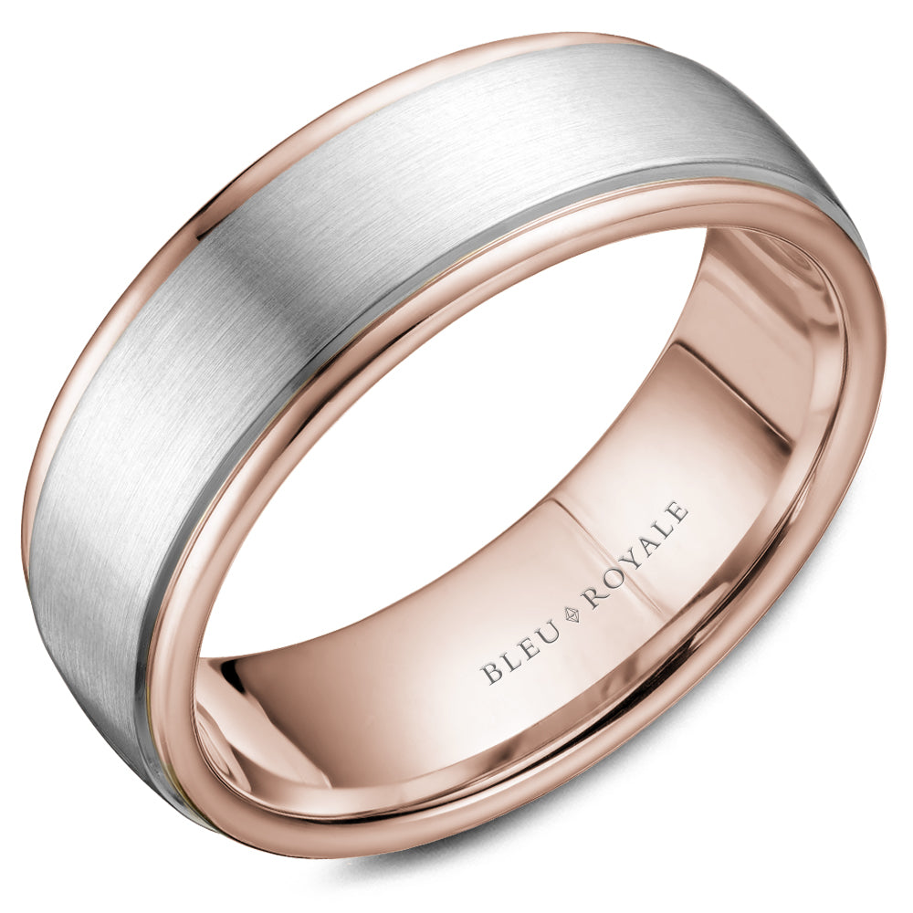 7.50mm Bleu Royale Wedding Band in W&R Gold