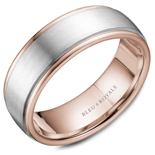 7.50mm Bleu Royale Wedding Band in W&R Gold