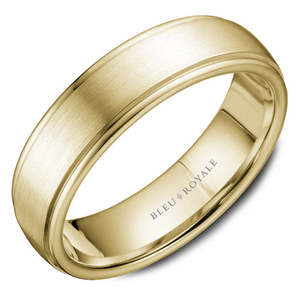6.50mm Bleu Royale Wedding Band in Yellow Gold