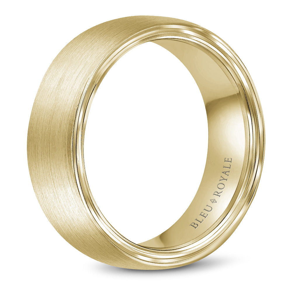 7.50mm Bleu Royale Wedding Band in Yellow Gold