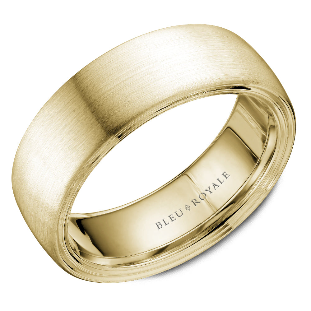 7.50mm Bleu Royale Wedding Band in Yellow Gold