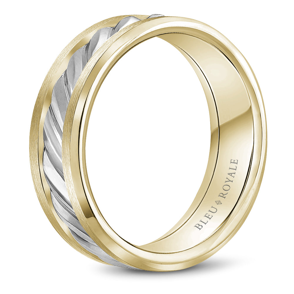 7.50mm Bleu Royale Wedding Band in W&Y Gold