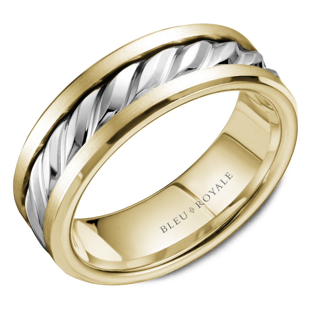 7.50mm Bleu Royale Wedding Band in W&Y Gold