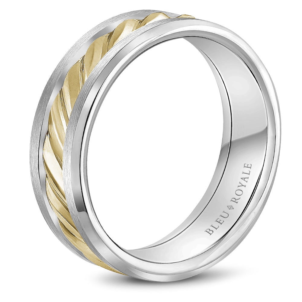 7.50mm Bleu Royale Wedding Band in Y&W Gold