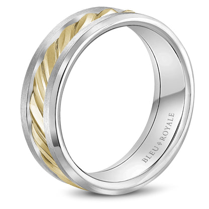 7.50mm Bleu Royale Wedding Band in Y&W Gold