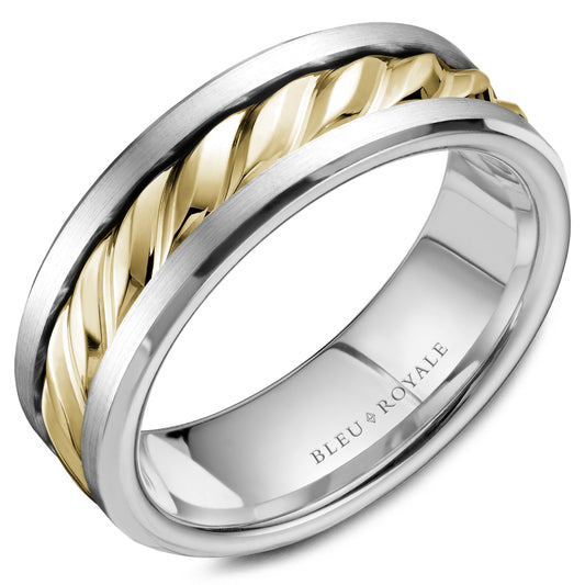 7.50mm Bleu Royale Wedding Band in Y&W Gold
