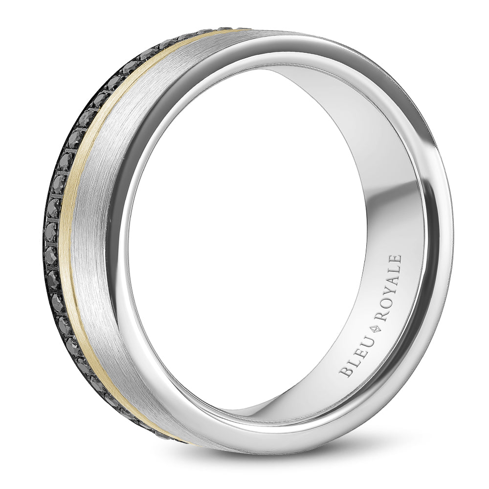 7.00mm Bleu Royale Wedding Band in W&Y Gold With 55 RD, TCW 0.41ct