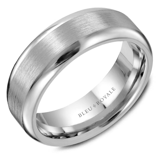 7.00mm Bleu Royale Wedding Band in White Gold