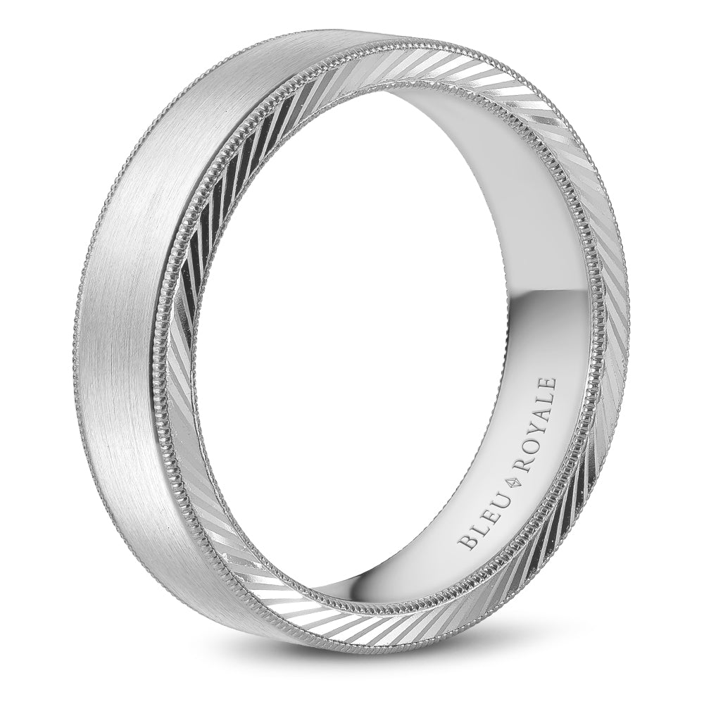 6.00mm Bleu Royale Wedding Band in White Gold