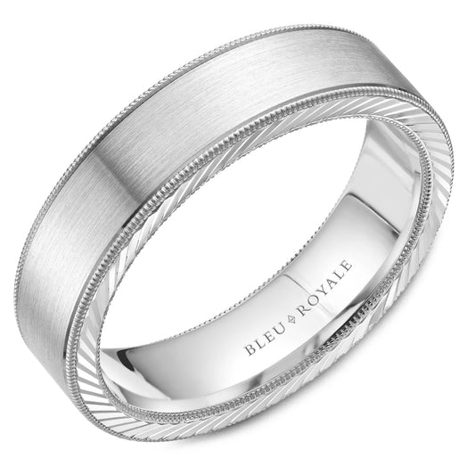 6.00mm Bleu Royale Wedding Band in White Gold