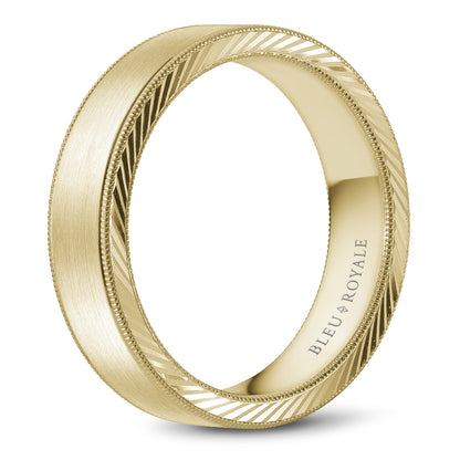 6.00mm Bleu Royale Wedding Band in Yellow Gold
