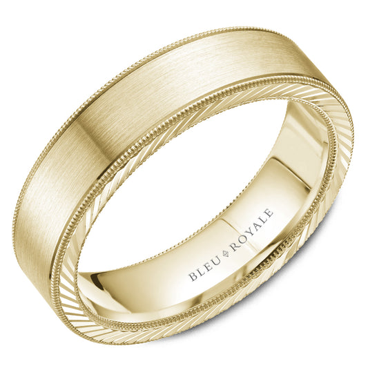 6.00mm Bleu Royale Wedding Band in Yellow Gold