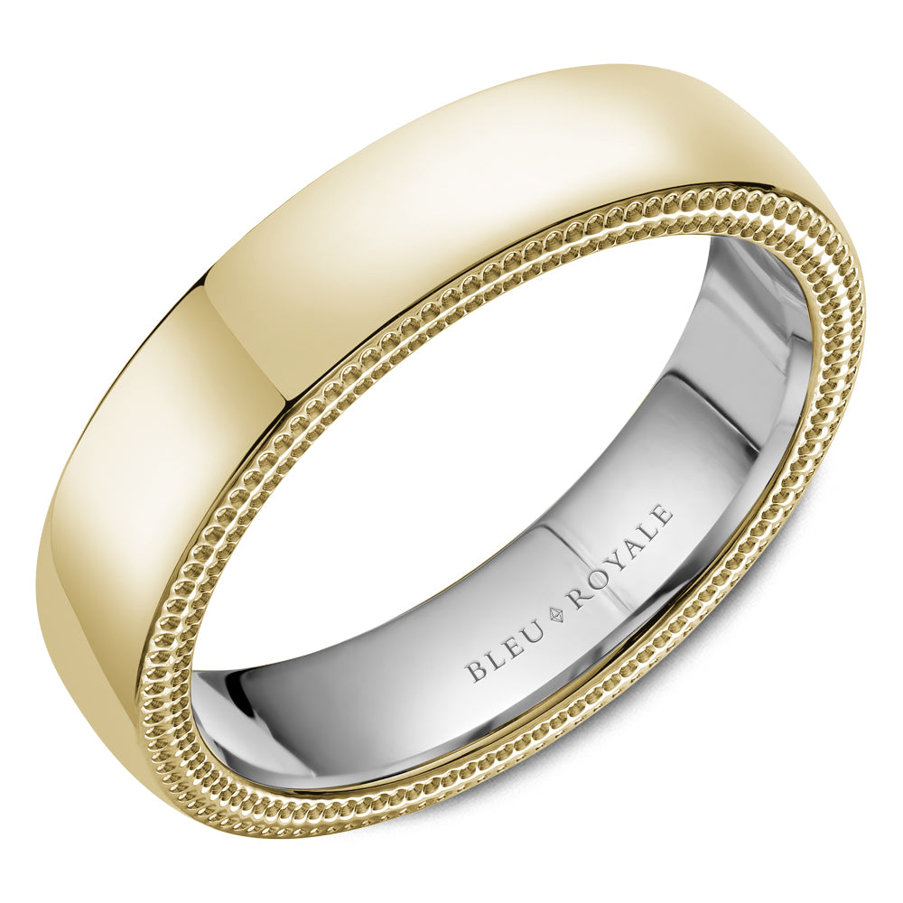 5.50mm Bleu Royale Wedding Band in Y&W Gold