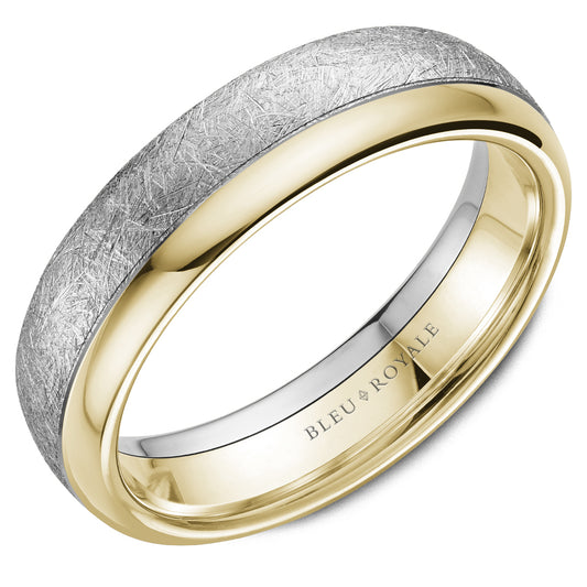 6.00mm Bleu Royale Wedding Band in W&Y Gold
