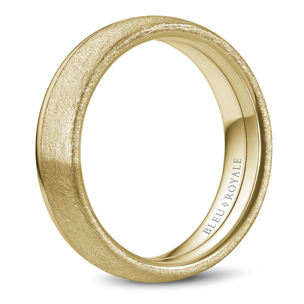 6.00mm Bleu Royale Wedding Band in Yellow Gold