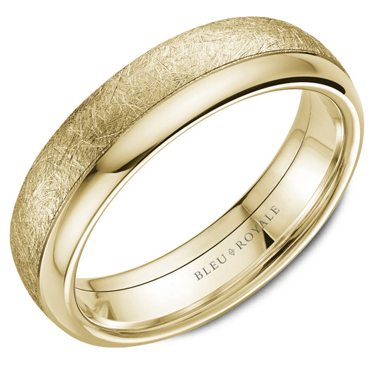 6.00mm Bleu Royale Wedding Band in Yellow Gold