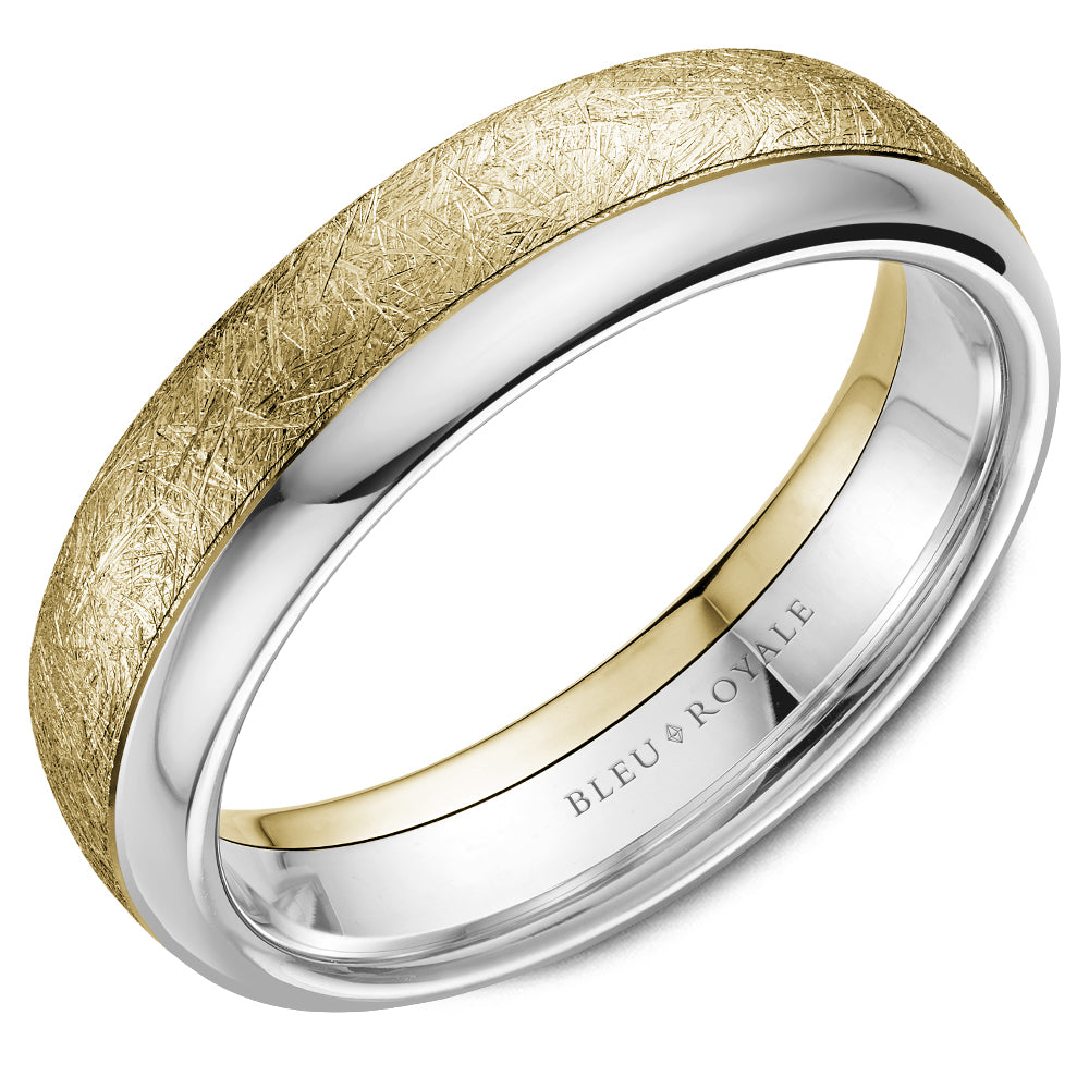 6.00mm Bleu Royale Wedding Band in Y&W Gold