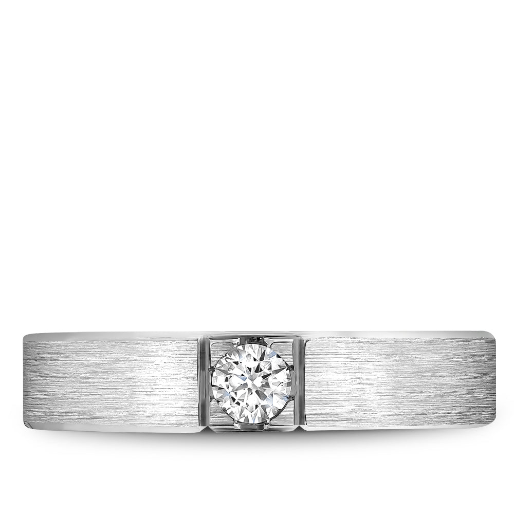 5.00mm Bleu Royale Wedding Band in White Gold With 1 RD, TCW 0.25ct