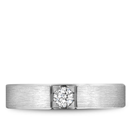 5.00mm Bleu Royale Wedding Band in White Gold With 1 RD, TCW 0.25ct