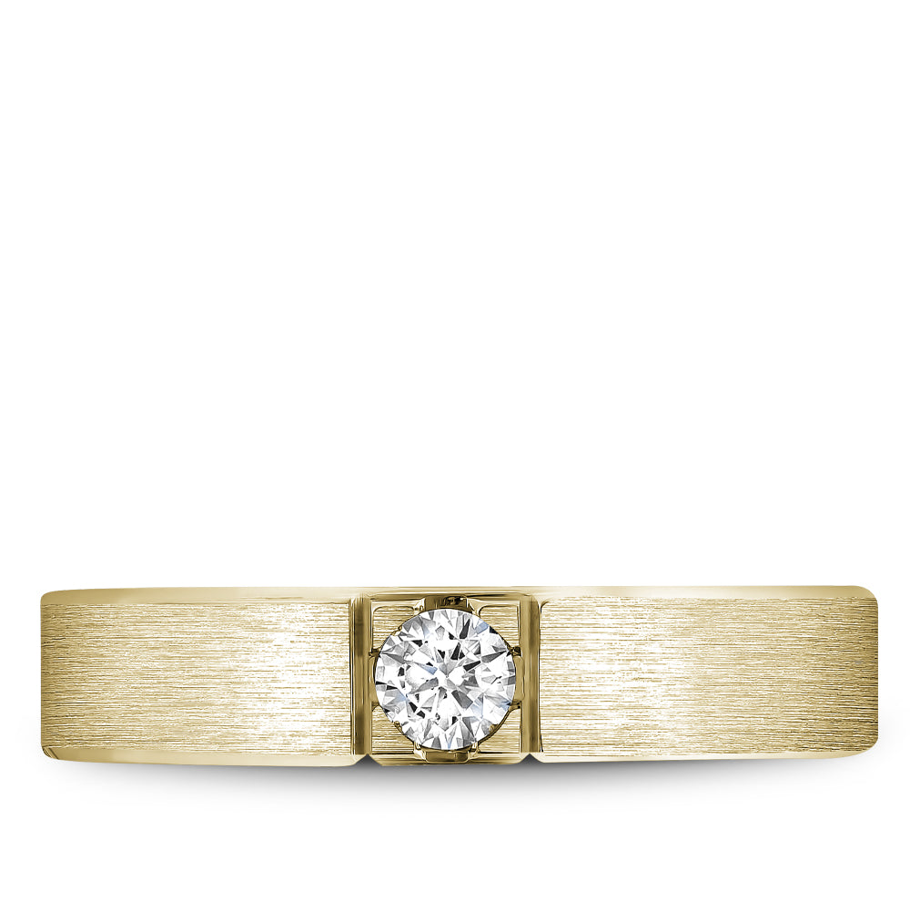 5.00mm Bleu Royale Wedding Band in Yellow Gold With 1 RD, TCW 0.25ct