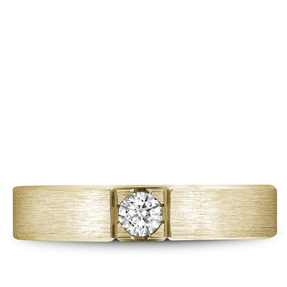 5.00mm Bleu Royale Wedding Band in Yellow Gold With 1 RD, TCW 0.25ct