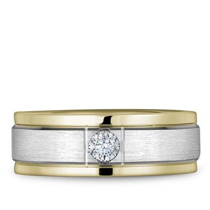 8.00mm Bleu Royale Wedding Band in W&Y Gold With 1 RD, TCW 0.25ct