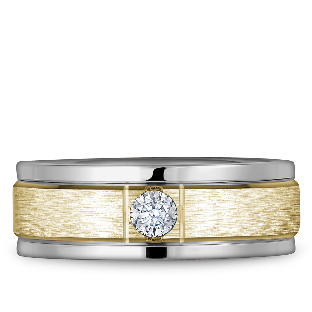 8.00mm Bleu Royale Wedding Band in Y&W Gold With 1 RD, TCW 0.25ct