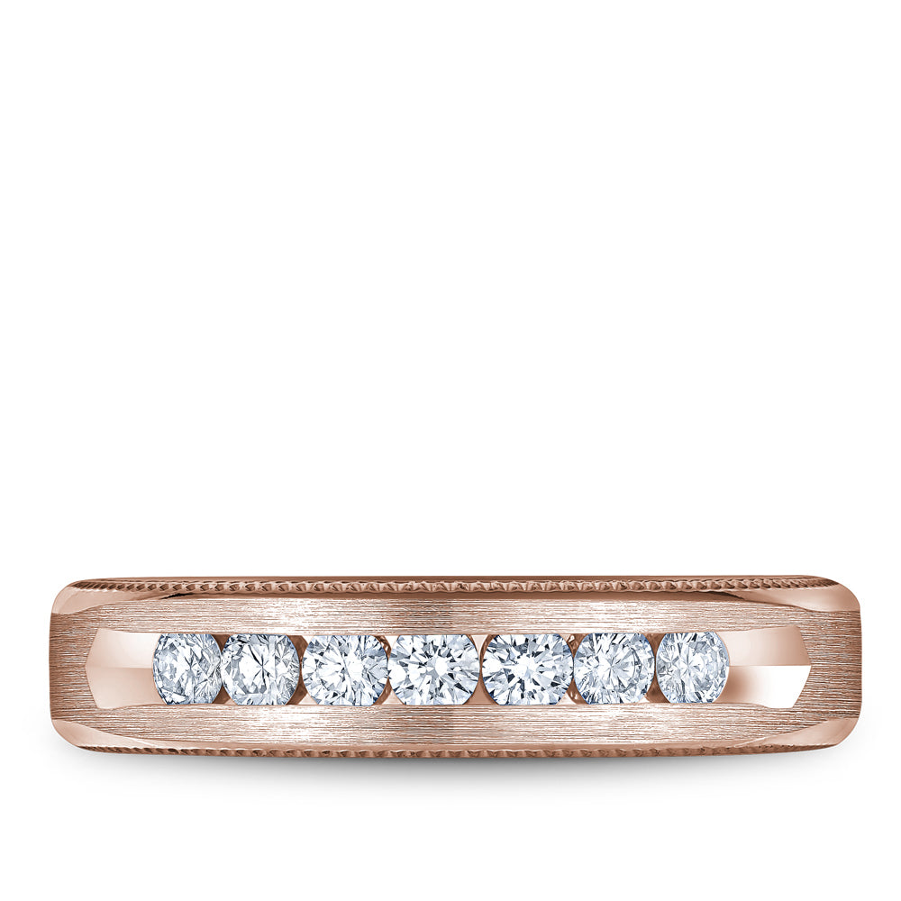 5.50mm Bleu Royale Wedding Band in Rose Gold With 7 RD, TCW 0.49ct