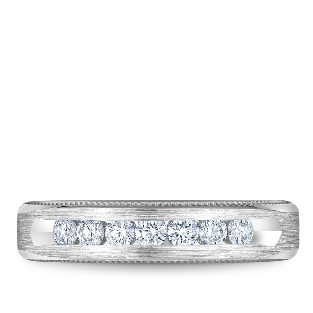 5.50mm Bleu Royale Wedding Band in White Gold With 7 RD, TCW 0.49ct